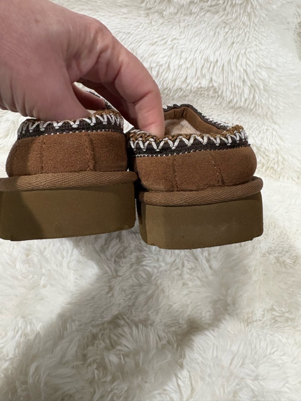 UGG Brown Suede Slip-On Moccasins with Decorative Trim - Picture 5 of 9